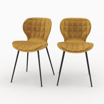 Lot de 2 chaises en velours jaune curry - Mazzia - Rendez-Vous Déco