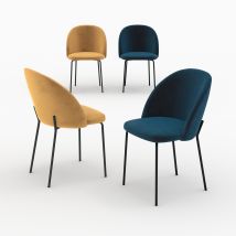 Pack 4 chaises en velours jaune moutarde et bleu foncé - Karl - Rendez-Vous Déco