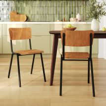 Chaise écolier empilable en bois foncé (lot de 2) - Clem