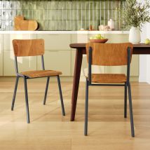Lot de 2 chaises écolier empilables en bois foncé - Clem