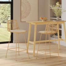 Set de 2 sillas para isla de cocina en mimbre natural 66 cm - Tamara