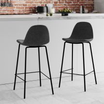 Lot de 2 chaises pour îlot central en tissu gris foncé 65,5 cm - Henrik
