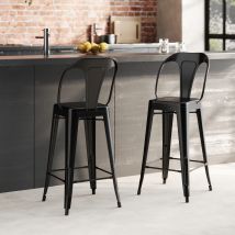 Set de 2 sillas para isla de cocina en metal negro mate 67 cm - Indus