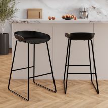 Set de 2 sillas de bar de plástico negro 76 cm - Yoshi