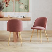 Set de 2 sillas de terciopelo rosa con patas de metal - Cozy