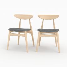 Juego de 2 sillas en tela gris y madera de caucho - Josette