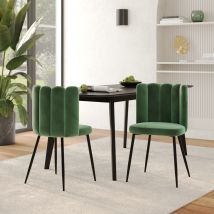 Set de 2 sillas de terciopelo verde con patas de metal - Rosy