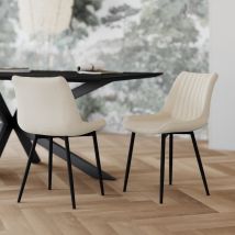 Set de 2 sillas de tela beige y metal negro - Killi