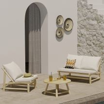 Conjunto de muebles de jardín de 3 plazas de madera maciza de teca - Makam