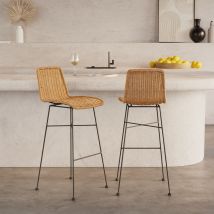 Set de 2 taburetes para isla de cocina en resina tejida marrón 63 cm - Mandya