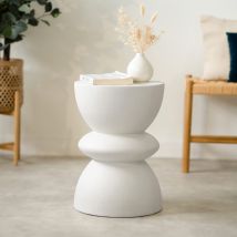 Mesa auxiliar redonda de hormigón blanco D35cm - Maupiti