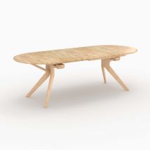 Mesa extensible de madera maciza de hevea clara 6 a 8 personas - Merlin