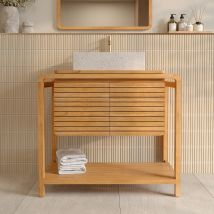 Mueble de baño de madera de teca 90 cm - Lucette