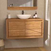 Mueble de baño suspendido de madera de teca 90 cm - Hera