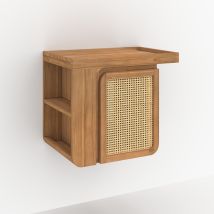 Mueble de baño suspendido de madera de teca y mimbre 57 cm - Dami