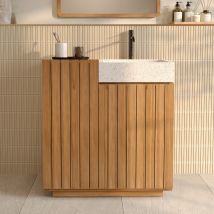 Mueble de baño de madera con lavabo integrado de 80 cm - Noa