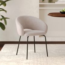 Silla en tela beige jaspeada y patas negras - Milly