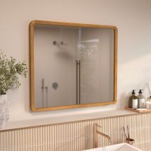 Espejo de pared de baño de madera de teca - Vea