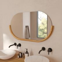 Espejo de pared ovalado para baño de madera de teca - Zéphyr