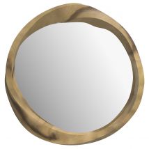 Miroir rond en bois clair de suar ondulé D53 cm - Yong