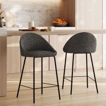 Set de 2 sillas para isla de cocina en tela gris 65 cm - Misty