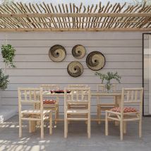 Table et chaises de jardin 6-8 personnes en teck massif - Morillo