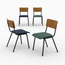Pack de 4 sillas en terciopelo azul y verde - Nico