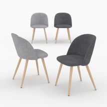 Pack de 4 sillas de tela gris oscuro y gris claro - Cozy