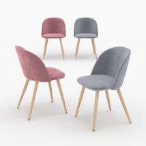 Pack de 4 sillas de terciopelo azul y rosa - Cozy