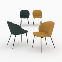 Pack de 4 sillas en tejido bouclé amarillo y verde - Groom