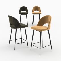 Pack de 4 sillas para isla central de terciopelo verde, amarillo 65 cm - Pénéloppe