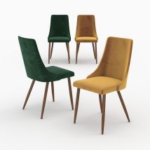 Pack de 4 sillas de terciopelo amarillo y verde - Vinni