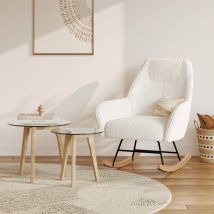 Pack mecedora en tejido bouclé blanco y mesa de centro - Shaun