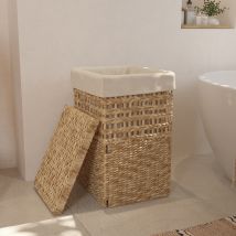 Cesto para la ropa en fibras naturales y lino H60cm - Calista