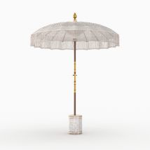 Conjunto de sombrilla de macramé y pie de sombrilla de madera de suar. - Fakélé