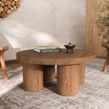 Mesa de centro redonda de madera de olmo - Paula