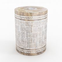 Base de paraguas de madera de suar y grabados blancos - Soka