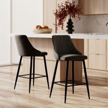 Set de 2 sillas para isla de cocina en tela gris oscuro 66,5 cm - Pipo