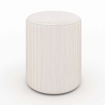 Pouf rond en velours côtelé beige - Lily