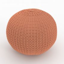 Pouf tricot rond rose poudré D40 cm - Elisa