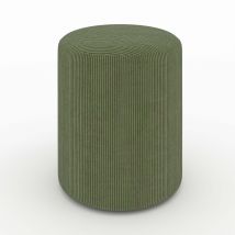 Pouf rond en velours côtelé vert - Lily