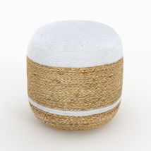 Puf redondo de yute y blanco D40 cm - Billy