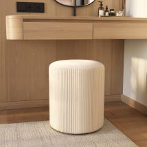 Puf redondo en pana beige - Lily