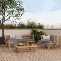 Conjunto de muebles de jardín de 3 plazas de madera maciza de teca - Kilda