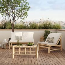 Conjunto de muebles de jardín de 3 plazas de madera maciza de teca - Ily