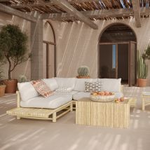 Salón de jardín 4 personas madera de teca, sofá, mesa baja - Sunny