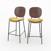 Set de 2 sillas de bar de terciopelo amarillo 65,5cm - Simone