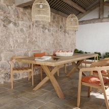 Mesa de jardín de 240 cm en madera de teca maciza - Soraya