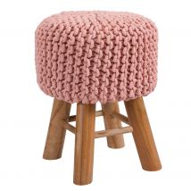Taburete de punto de algodón rosa empolvado - Lisa