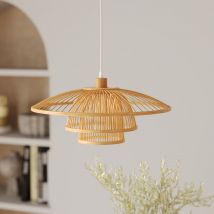 Lámpara de techo de bambú natural y metal D50 cm - Mirabel